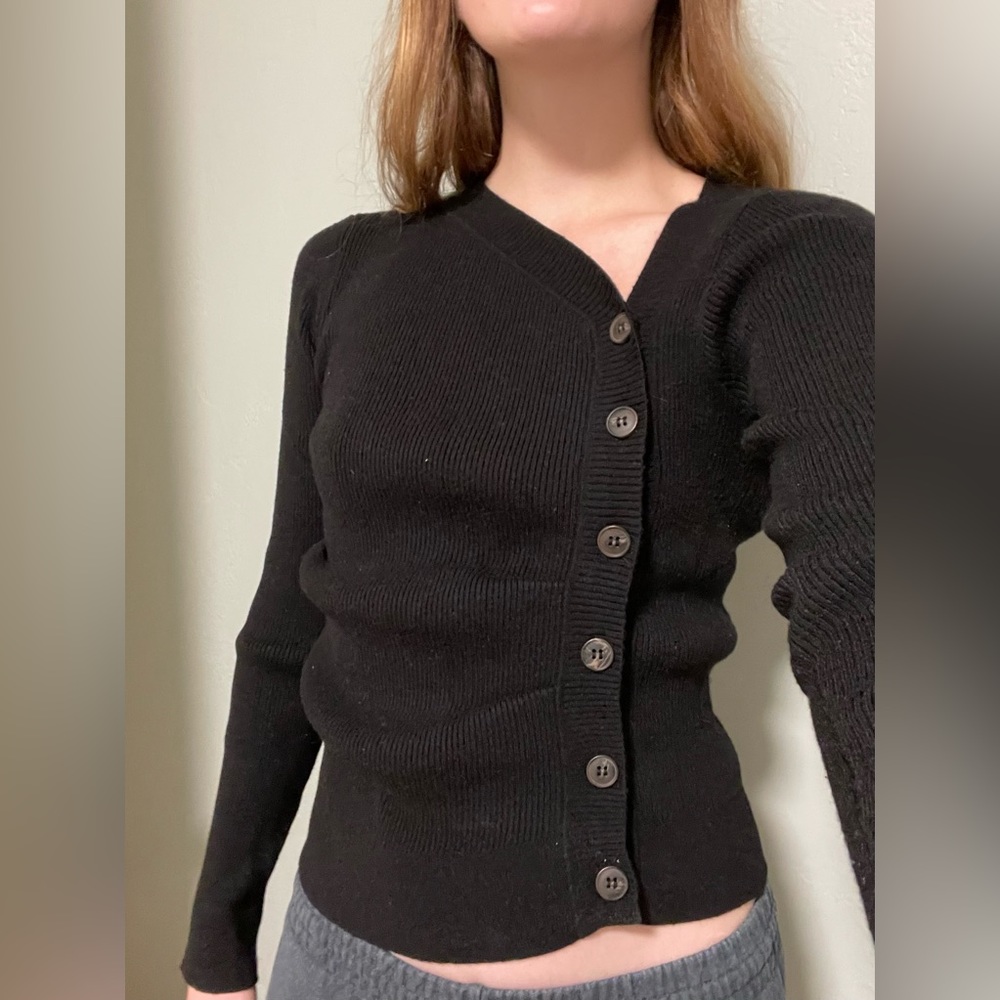 Asymmetrical button up cardigan